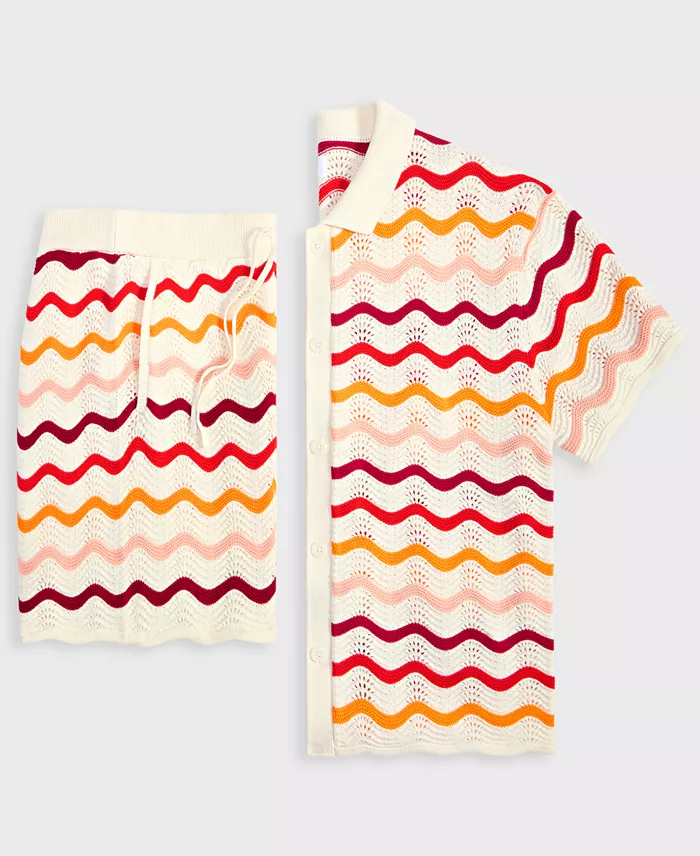 Mode Of One Men's Short-Sleeve Relaxed Gradient Sweater & Shorts Exclusively At Macy's Men's Fashion & Accessories