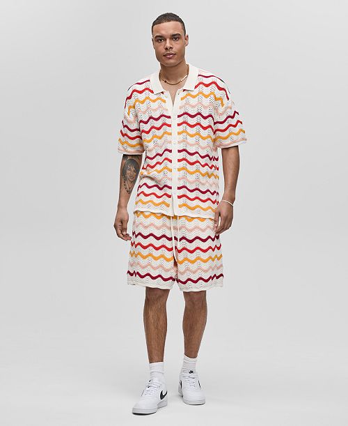Mode Of One Men's Short-Sleeve Relaxed Gradient Sweater & Shorts Exclusively At Macy's Men's Fashion & Accessories