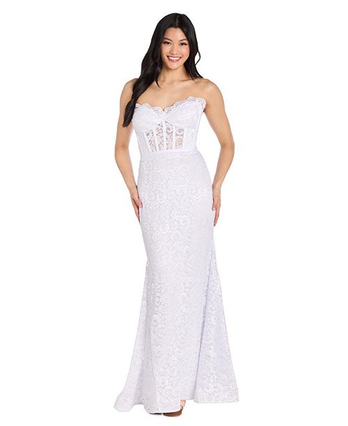 Morgan & Company Juniors' Glitter Lace Corset Gown Juniors'