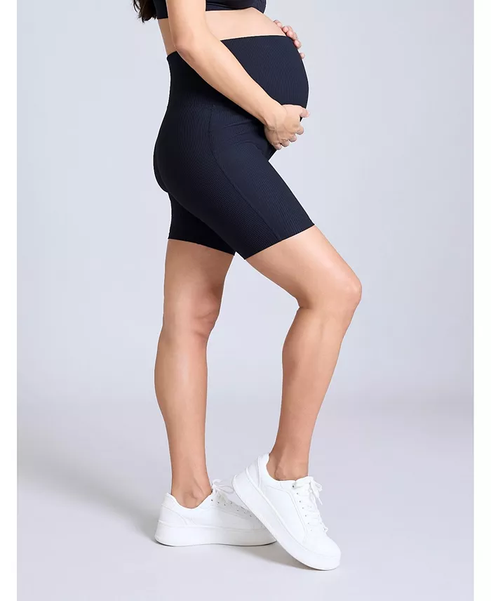 Motherhood Maternity Maternity 6 1/2" Ribbed Biker Short - Motherhood Women's Fashion Shoes & Accessories