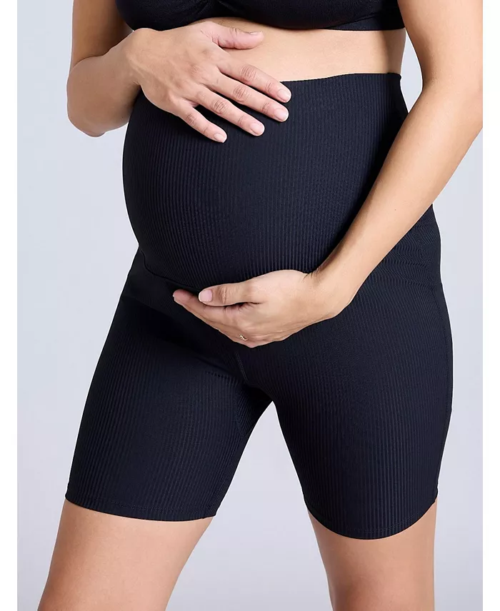 Motherhood Maternity Maternity 6 1/2" Ribbed Biker Short - Motherhood Women's Fashion Shoes & Accessories