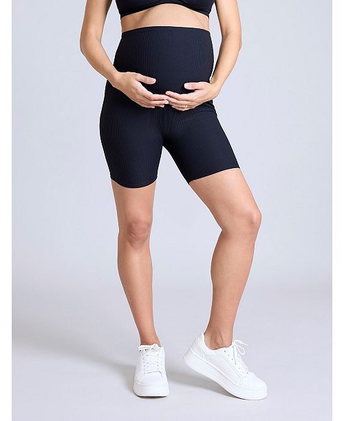 Motherhood Maternity Maternity 6 1/2" Ribbed Biker Short - Motherhood Women's Fashion Shoes & Accessories