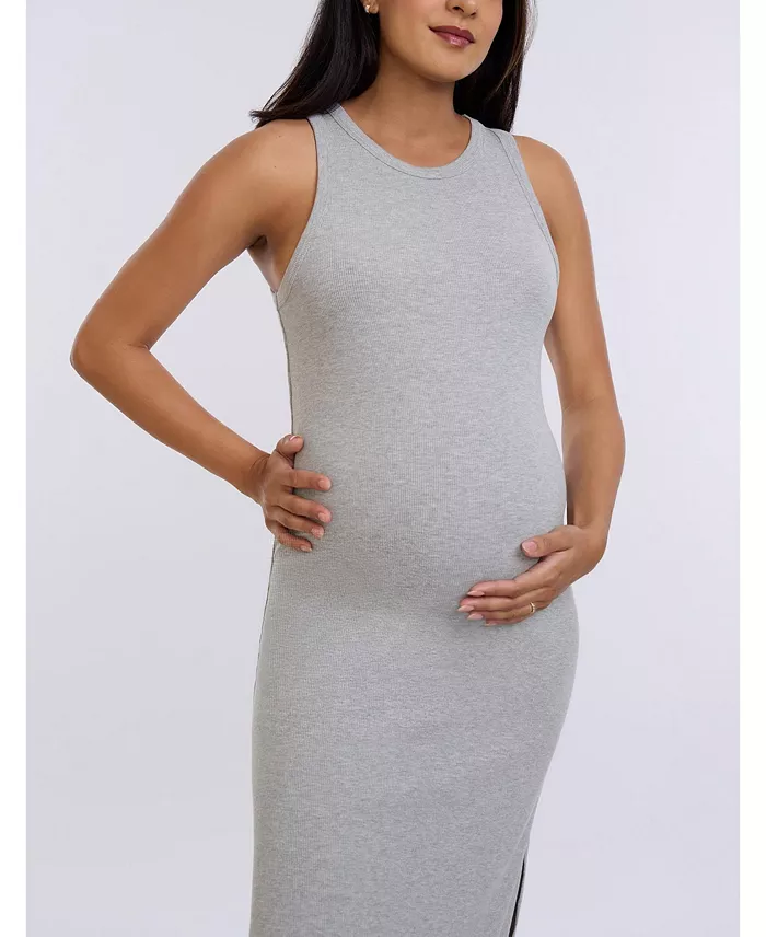 Motherhood Maternity Maternity Crew Neck Sleeveless Racerback Midi Dress - Motherhood Women's Fashion Shoes & Accessories