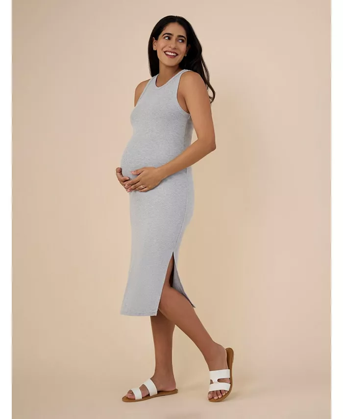 Motherhood Maternity Maternity Crew Neck Sleeveless Racerback Midi Dress - Motherhood Women's Fashion Shoes & Accessories