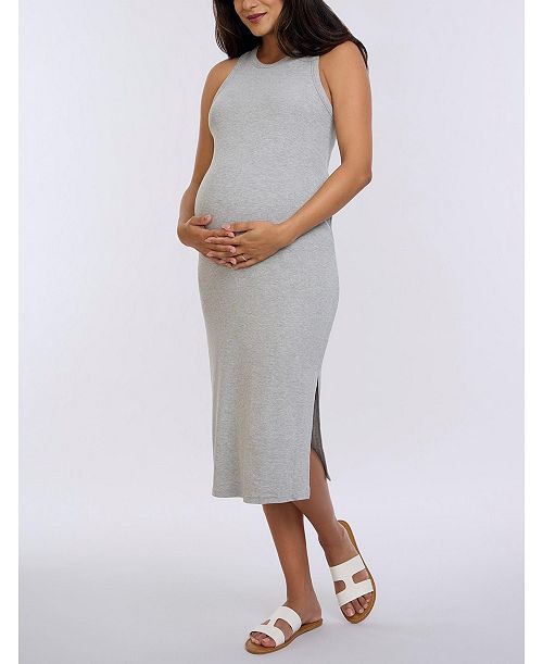 Motherhood Maternity Maternity Crew Neck Sleeveless Racerback Midi Dress - Motherhood Women's Fashion Shoes & Accessories