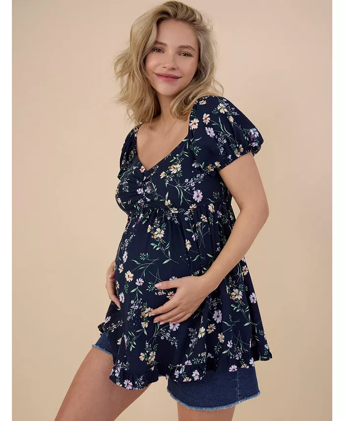 Motherhood Maternity Maternity Off The Shoulder Short Sleeve Babydoll Top - Motherhood Women's Fashion Shoes & Accessories