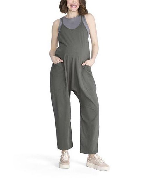 Motherhood Maternity Women's Sleeveless Relaxed Fit Maternity Jumpsuit Women's Fashion Shoes & Accessories