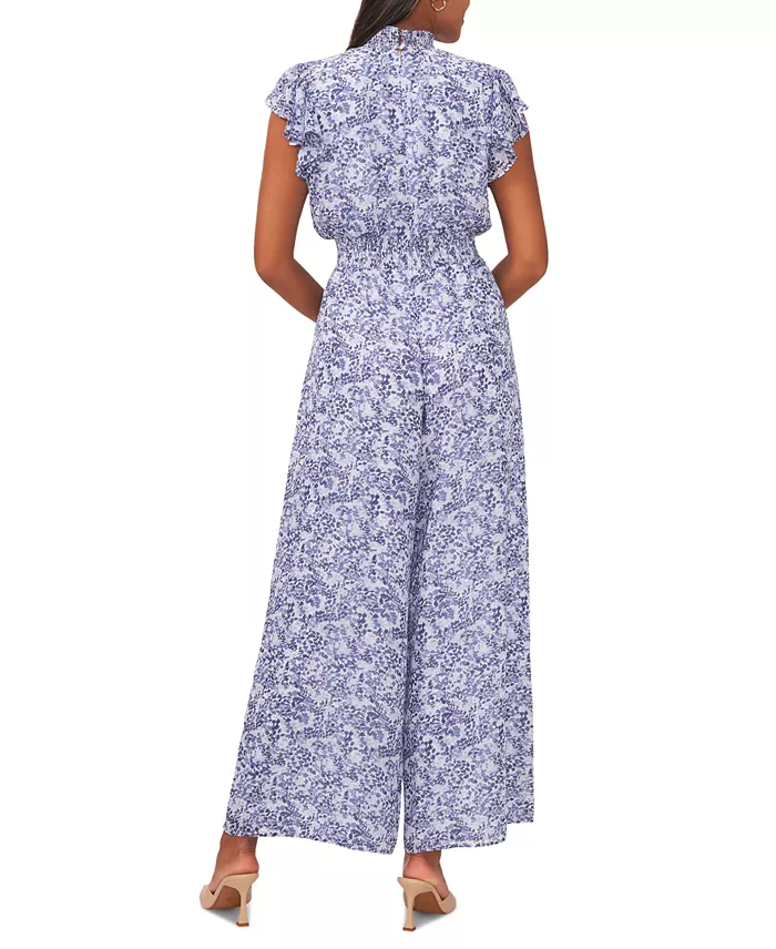 MSK Women's Flutter-Sleeve Smocked-Waist Jumpsuit Women's Fashion Shoes & Accessories