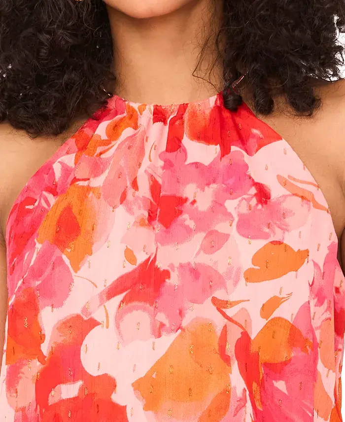 MSK Women's Printed Chiffon Blouson Maxi Dress Women's Fashion Shoes & Accessories