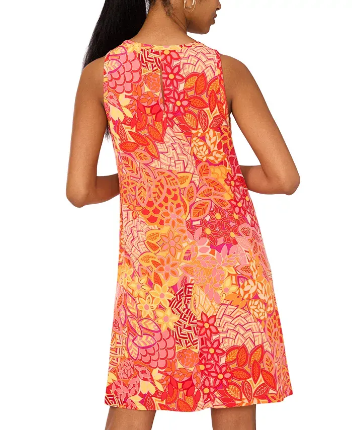 MSK Women's Printed Jersey Sleeveless Swing Dress Women's Fashion Shoes & Accessories
