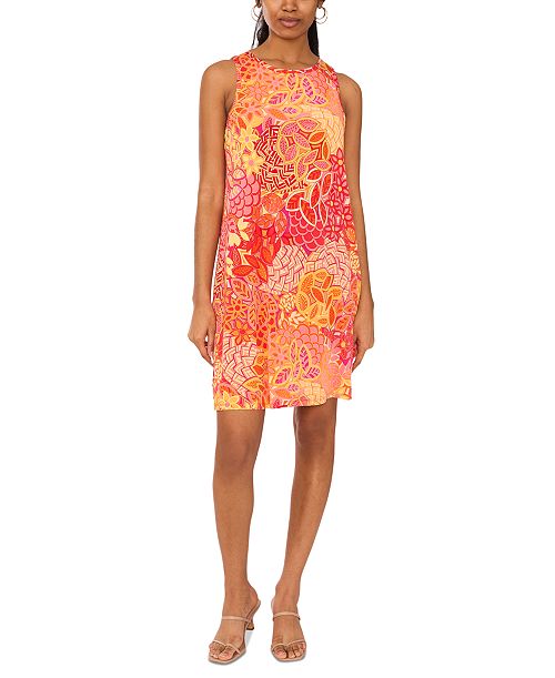 MSK Women's Printed Jersey Sleeveless Swing Dress Women's Fashion Shoes & Accessories