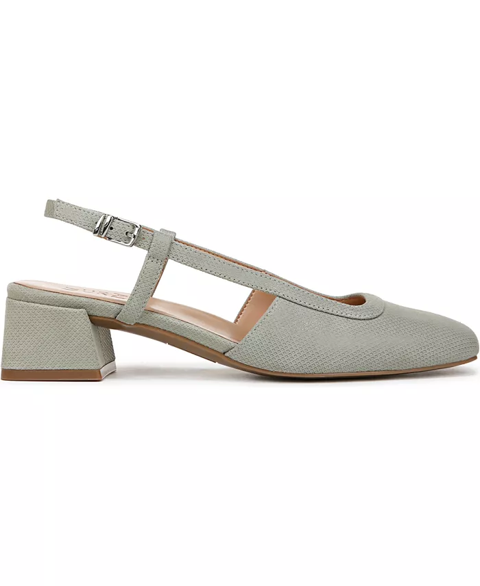 Naturalizer Block Heel Square Toe Leather Slingback Pumps Women's Fashion Shoes & Accessories