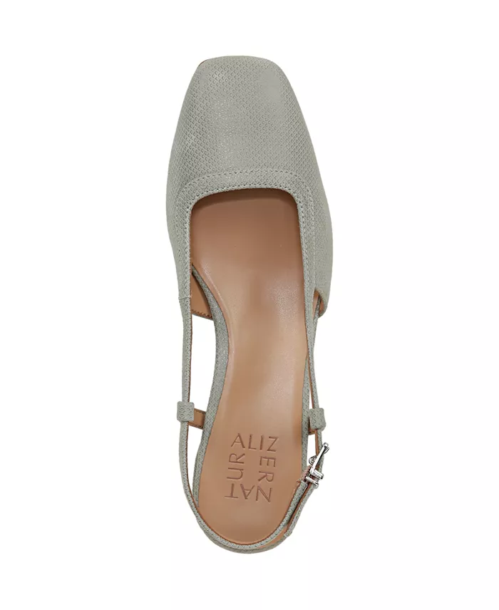 Naturalizer Block Heel Square Toe Leather Slingback Pumps Women's Fashion Shoes & Accessories