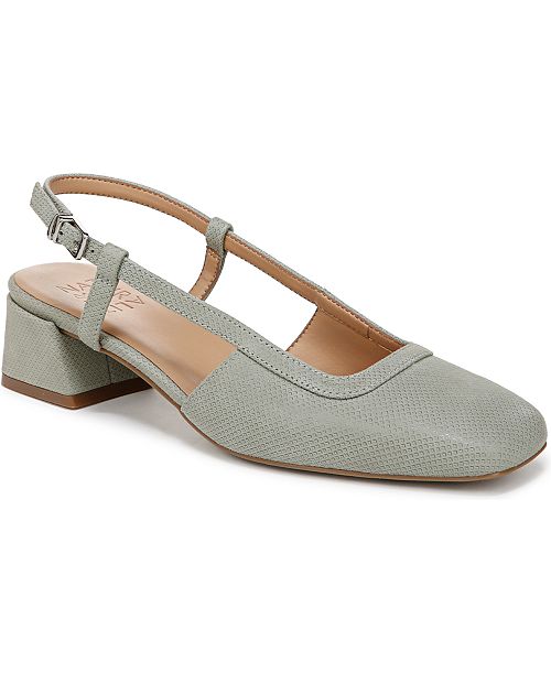 Naturalizer Block Heel Square Toe Leather Slingback Pumps Women's Fashion Shoes & Accessories