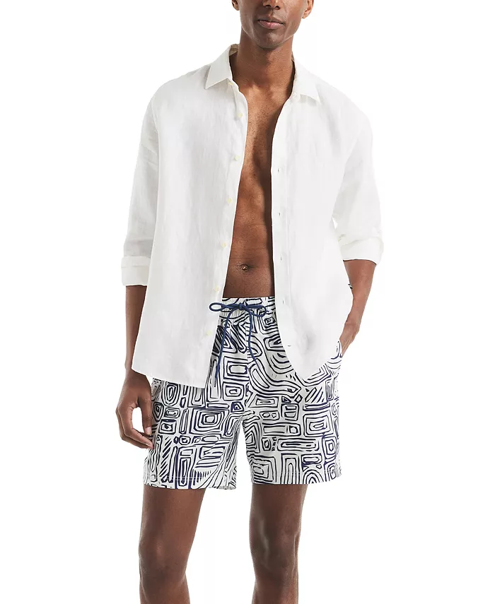 Nautica Beach Boys X Men's Quick-Dry Wood-Grain Swim Trunks Men's Fashion & Accessories