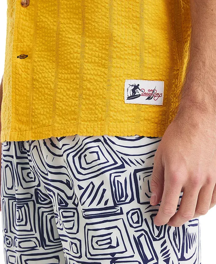 Nautica Beach Boys X Men's Seersucker Camp Short-Sleeve Shirt Men's Fashion & Accessories