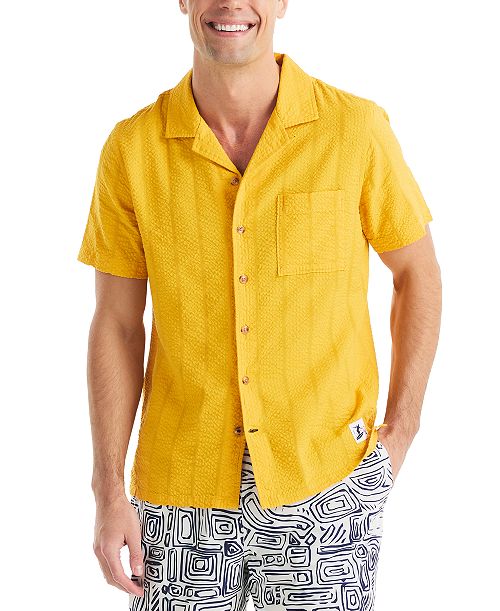 Nautica Beach Boys x Men's Seersucker Camp Short-Sleeve Shirt Men's Fashion & Accessories