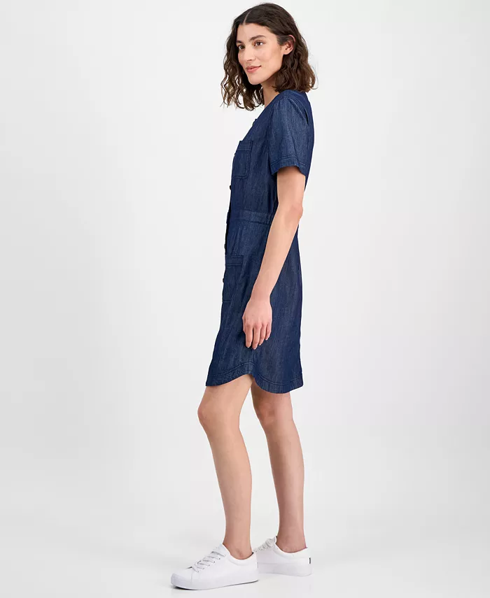 Nautica Jeans Women Denim Button-Front Dress Women's Fashion Shoes & Accessories