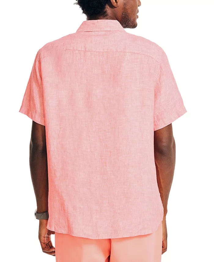 Nautica Men's Classic-Fit Solid Linen Short-Sleeve Shirt Men's Fashion & Accessories