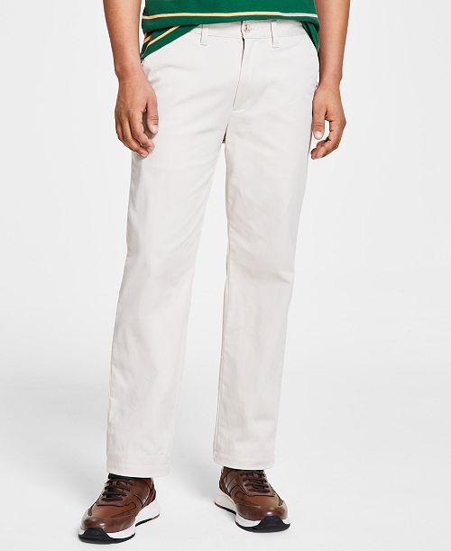 Nautica Men's Classic-Fit Stretch Solid Flat-Front Chino Deck Pants Men's Fashion & Accessories