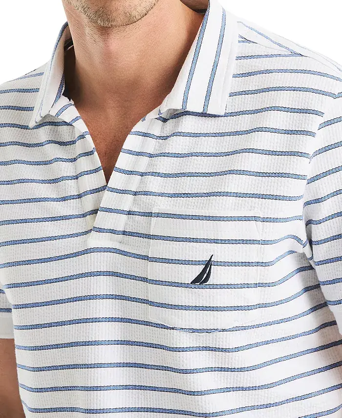 Nautica Men's Classic-Fit Stripe Seersucker Polo Shirt Men's Fashion & Accessories