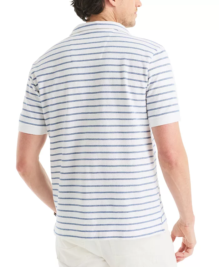 Nautica Men's Classic-Fit Stripe Seersucker Polo Shirt Men's Fashion & Accessories