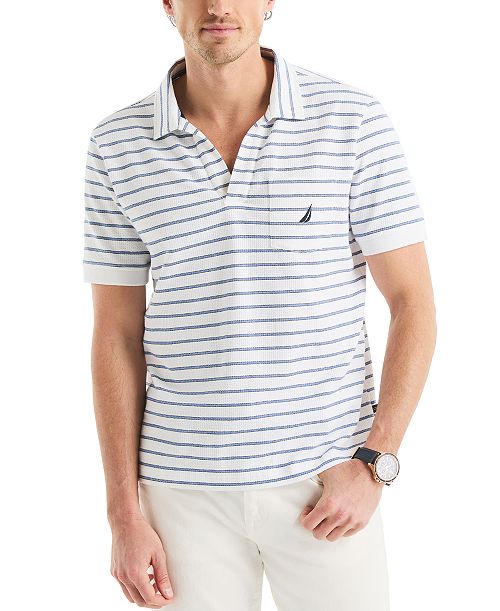 Nautica Men's Classic-Fit Stripe Seersucker Polo Shirt Men's Fashion & Accessories