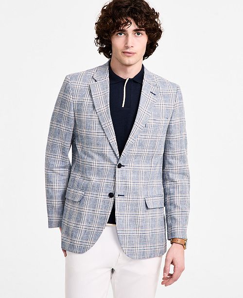 Nautica Men's Cotton & Linen Printed Modern-Fit Sport Coat Men's Fashion & Accessories