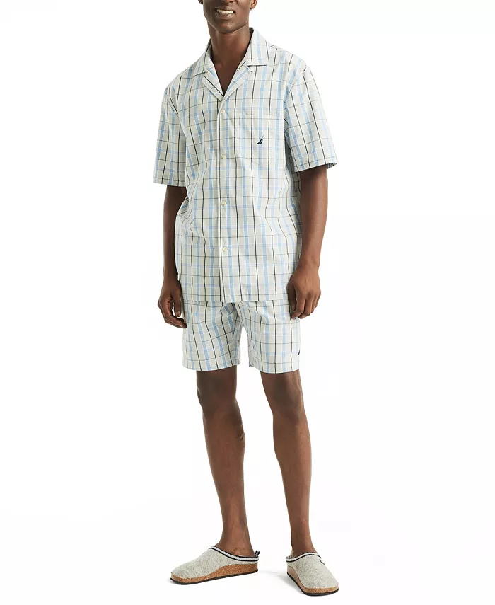 Nautica Men's Crafted Plaid Camp Sleep Pajama Shirt Men's Fashion & Accessories