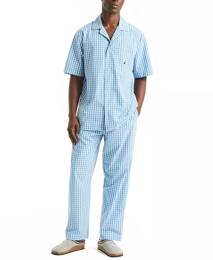 Nautica Men's Crafted Plaid Camp Sleep Pajama Shirt Men's Fashion & Accessories