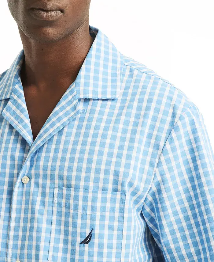 Nautica Men's Crafted Plaid Camp Sleep Pajama Shirt Men's Fashion & Accessories