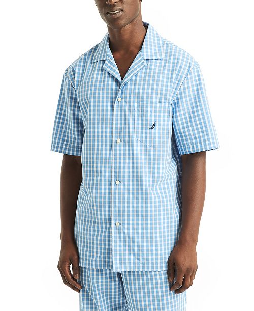 Nautica Men's Crafted Plaid Camp Sleep Pajama Shirt Men's Fashion & Accessories