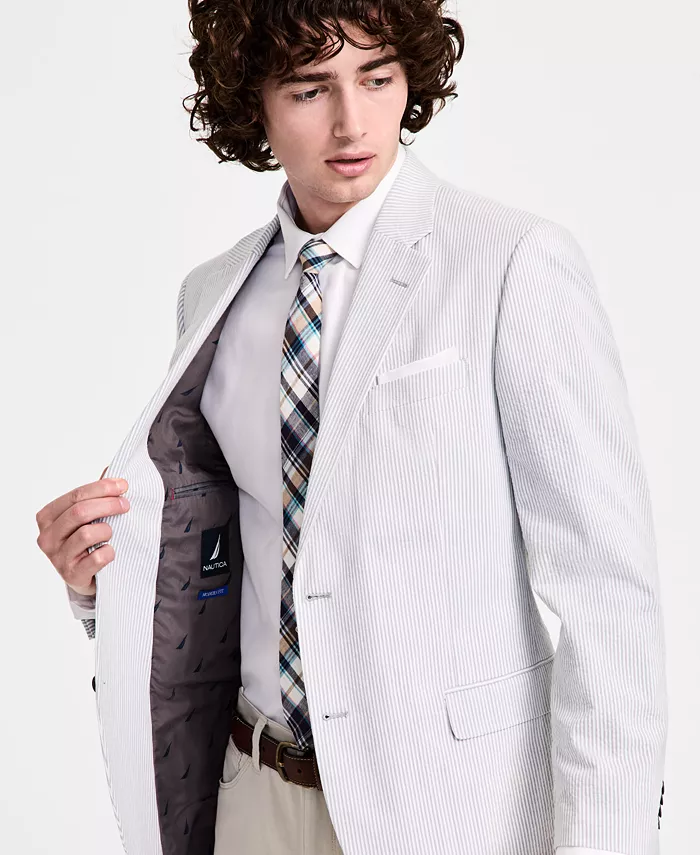 Nautica Men's Modern-Fit Seersucker Sport Coats Men's Fashion & Accessories