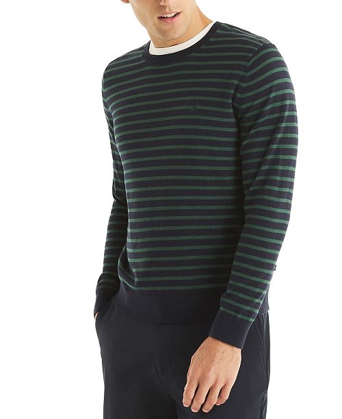 Nautica Men's Navtech Classic-Fit Stripe Crewneck Sweater Men's Fashion & Accessories