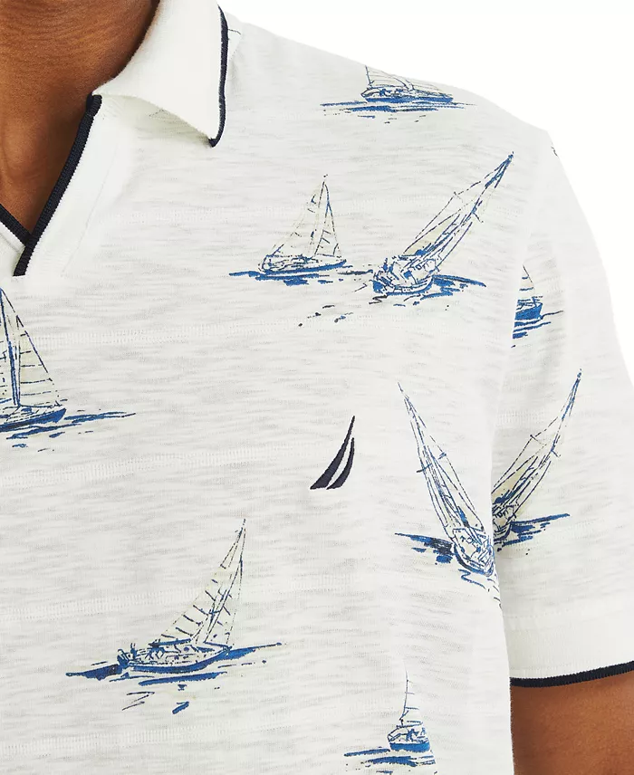 Nautica Men's Printed Sailboat Polo Shirt Men's Fashion & Accessories