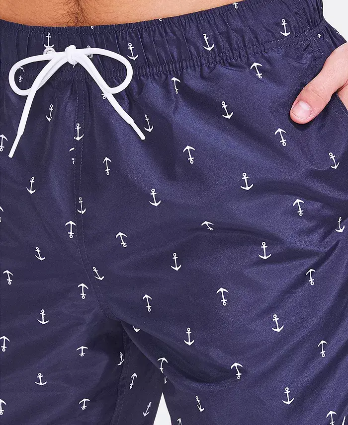 Nautica Men's Quick-Dry Anchor-Print 8" Swim Trunks Men's Fashion & Accessories