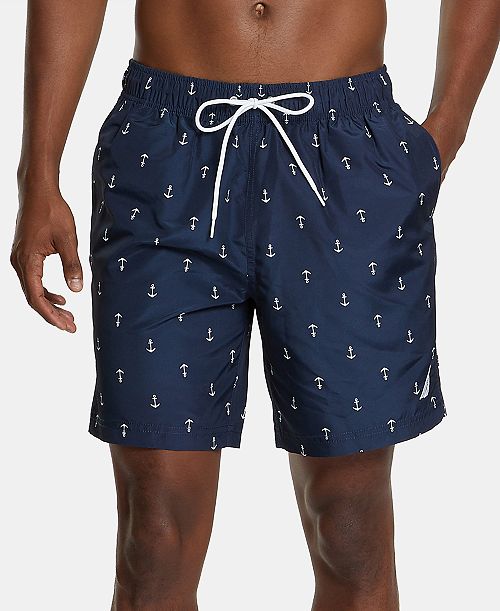 Nautica Men's Quick-Dry Anchor-Print 8" Swim Trunks Men's Fashion & Accessories