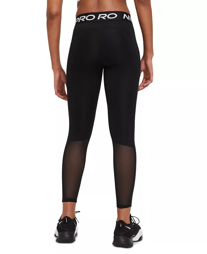 Nike Pro Women's Mid-Rise Mesh-Paneled Leggings Women's Fashion Shoes & Accessories
