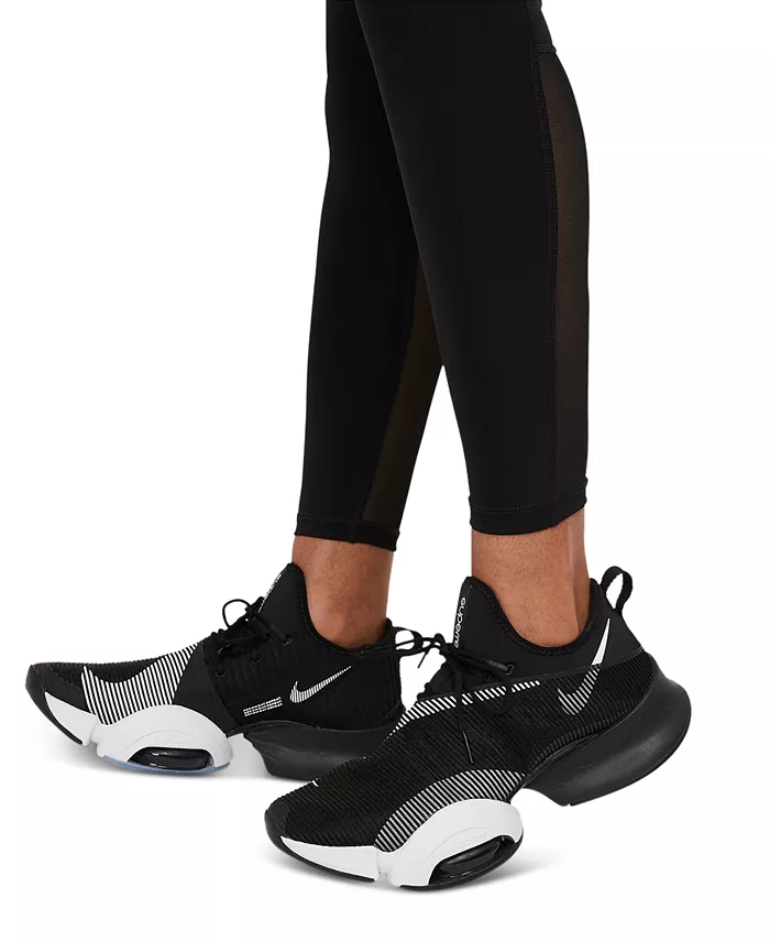 Nike Pro Women's Mid-Rise Mesh-Paneled Leggings Women's Fashion Shoes & Accessories