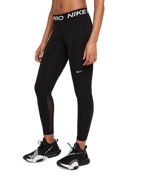 Nike Pro Women's Mid-Rise Mesh-Paneled Leggings Women's Fashion Shoes & Accessories
