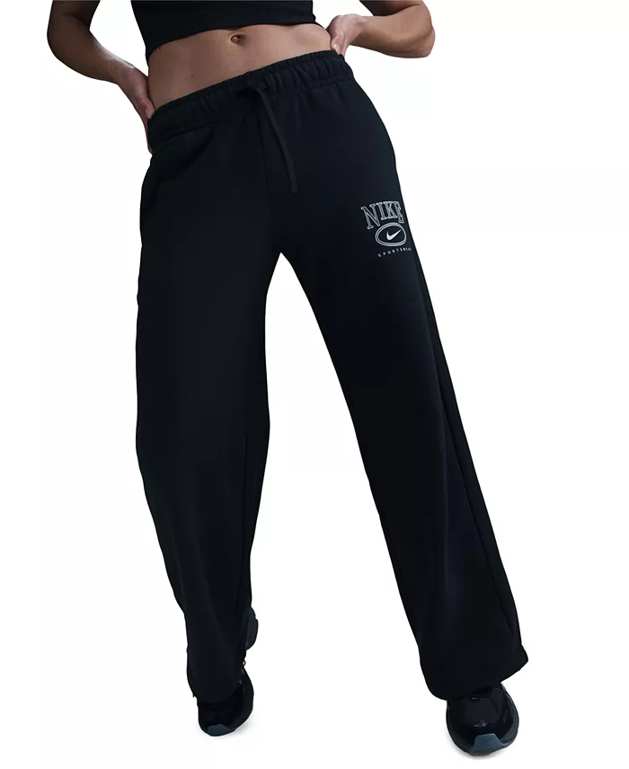 Nike Sportswear Women's Club Fleece Mid-Rise Wide-Leg Logo Pants Women's Fashion Shoes & Accessories