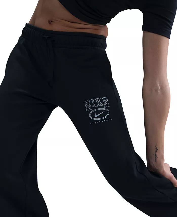 Nike Sportswear Women's Club Fleece Mid-Rise Wide-Leg Logo Pants Women's Fashion Shoes & Accessories