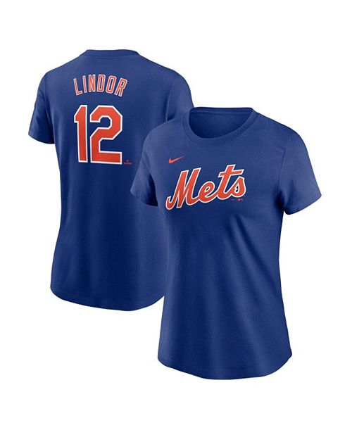 Nike Women's Francisco Lindor Royal New York Mets Fuse Name Number T-Shirt Sports Fan Shop