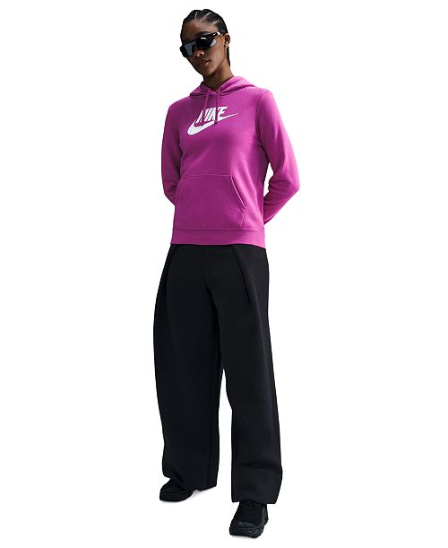 Nike Women's Sportswear Club Fleece Logo Pullover Hoodie Women's Fashion Shoes & Accessories