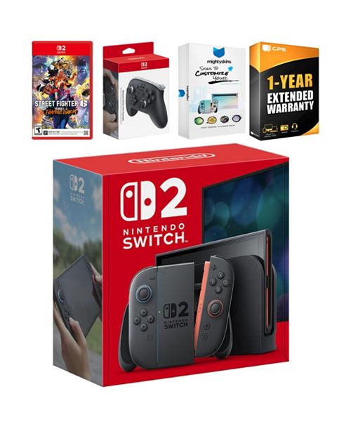 Nintendo Switch 2 Console with Street Fighter 6 Pro Controller MightySkins Code and 1 CPS Year Extended Warranty Electronics
