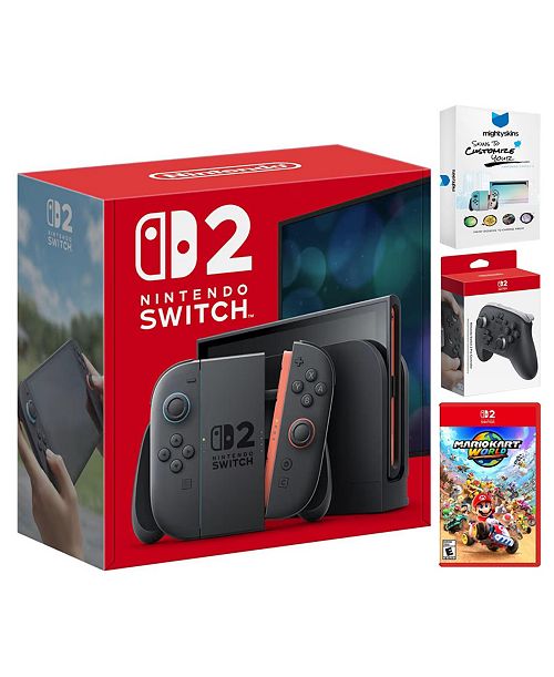 Nintendo Switch 2 Video Game Console with Mario Kart World Pro Controller and MightySkins Code Bundle Electronics