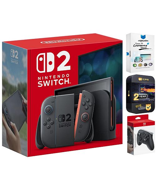 Nintendo Switch 2 Video Game Console with Pro Controller MightySkins Code and 2 CPS Year Extended Warranty Electronics