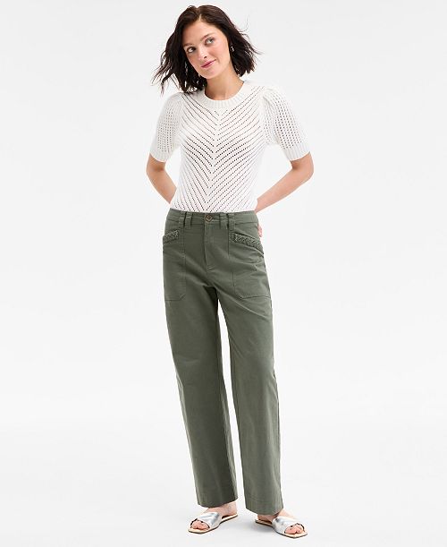 On 34th Women's Braided-Trim Cargo Pants Exclusively at Macy's Women's Fashion Shoes & Accessories