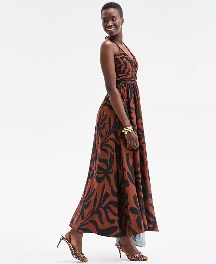 On 34th Women's Braided-Trim Halter Maxi Dress Exclusively At Macy's Women's Fashion Shoes & Accessories