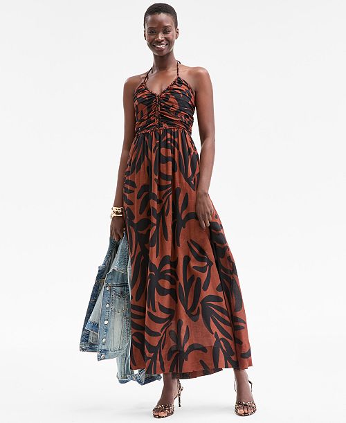 On 34th Women's Braided-Trim Halter Maxi Dress Exclusively at Macy's Women's Fashion Shoes & Accessories
